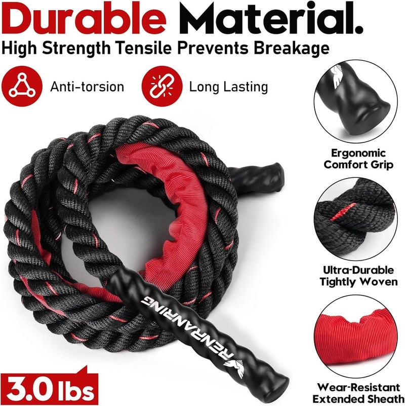 RENRANRING Weighted Jump Rope for Men and Women, 3lb 4lb 5lb Adult Heavy Skipping Rope, Jumprope for Fitness,Workout Equipment, Fitness Equipment for Home Gym Exercise,Improve Strength and Building Muscle - Image 2
